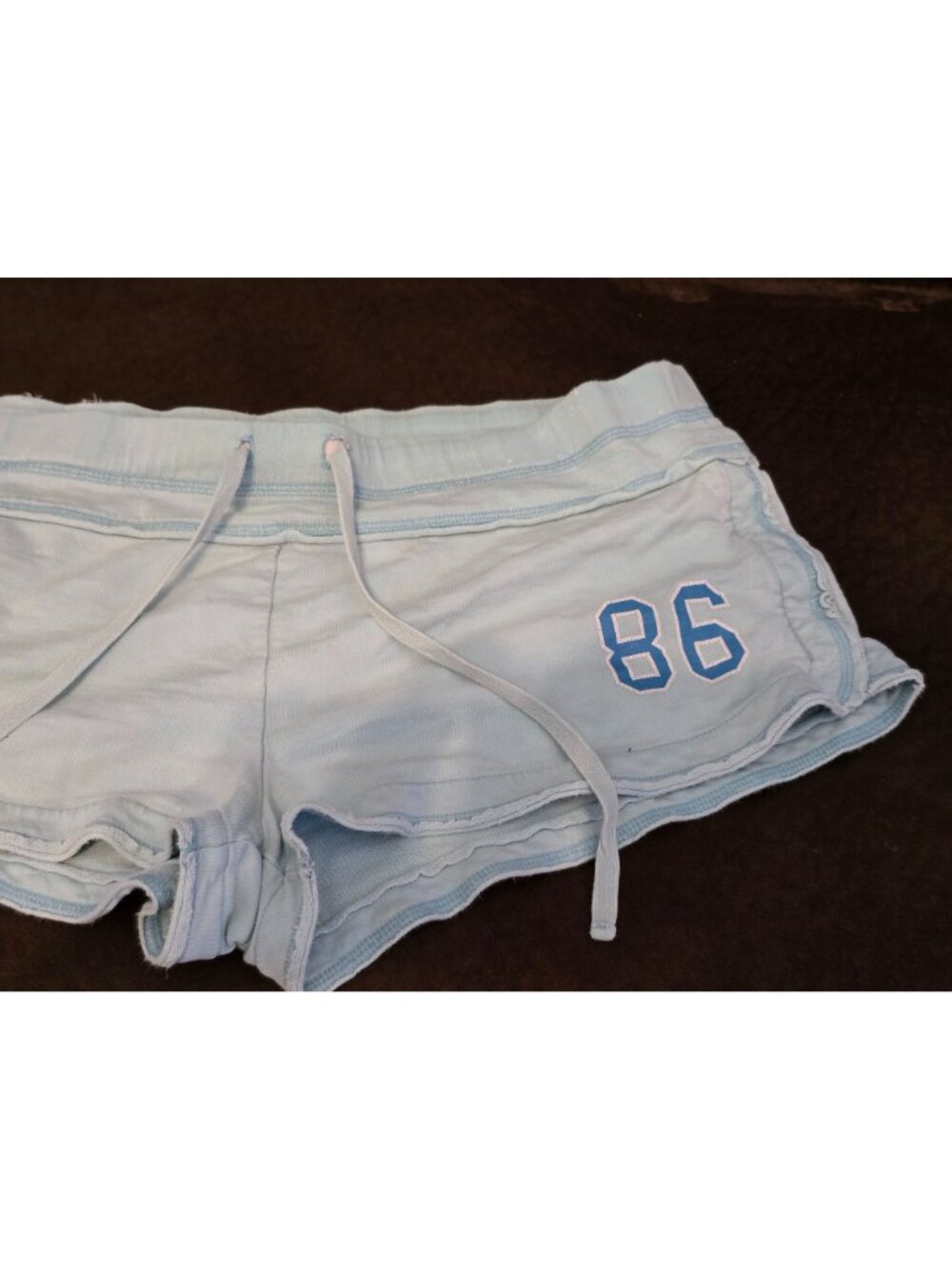 Vintage Victoria's Secret PINK Sweat Shorts Micro Booty 86 Y2K Light Blue Medium - Picture 8 of 8